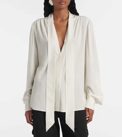 Tom Ford Tie-neck Silk Crêpe De Chine Blouse In Gum