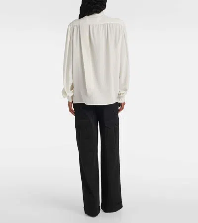 Tom Ford Tie-neck Silk Crêpe De Chine Blouse In Gum