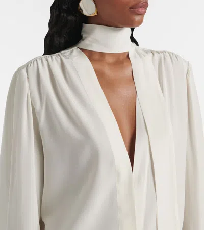 Tom Ford Tie-neck Silk Crêpe De Chine Blouse In Gum