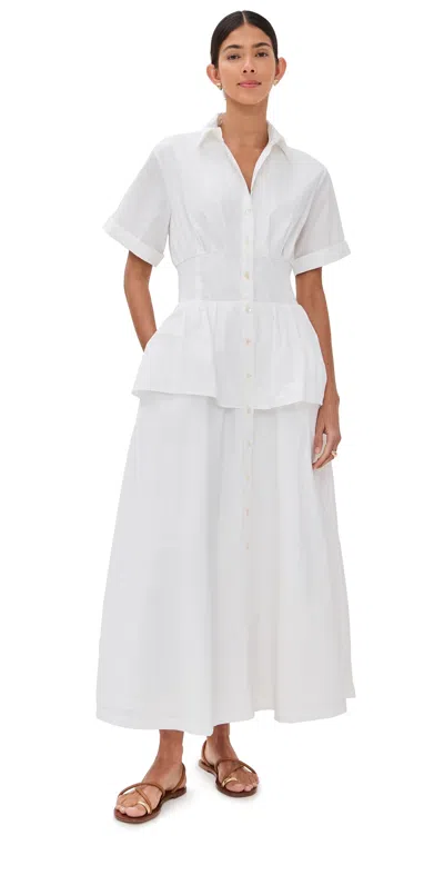 Rosie Assoulin Boogie Woogie Bugle Boy Cotton-poplin Maxi Shirt Dress In White