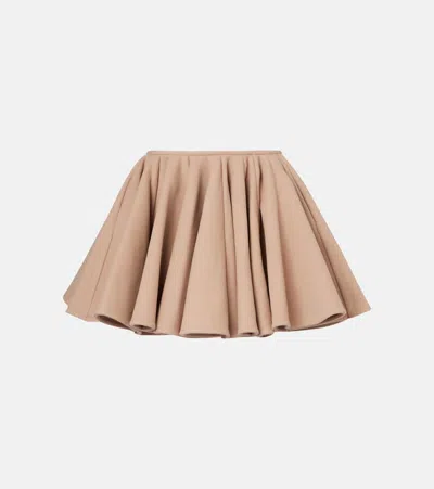 Alaïa Pleated Brushed Wool And Cashmere-blend Mini Skirt In Pink