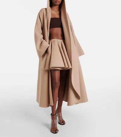 Alaïa Pleated Brushed Wool And Cashmere-blend Mini Skirt In Pink