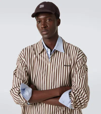 Miu Miu Baseballcap Aus Denim In Braun