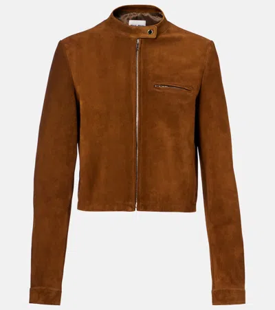 Miu Miu Suede Jacket In Braun