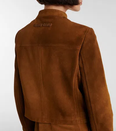 Miu Miu Suede Jacket In Braun