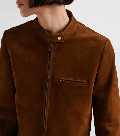Miu Miu Suede Jacket In Braun