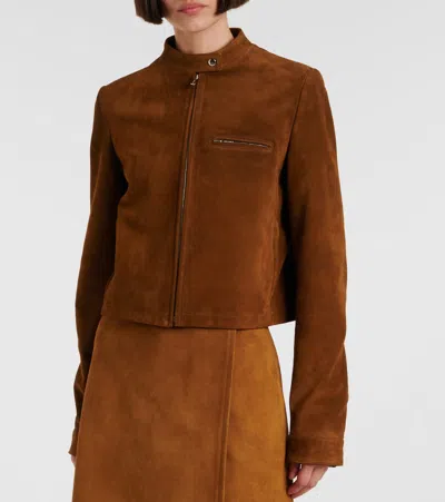 Miu Miu Suede Jacket In Braun