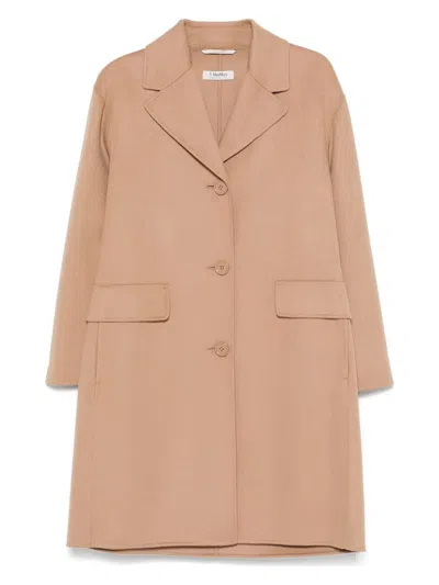 S Max Mara Wool Coat With Notched Lapels And Pockets In Camel
