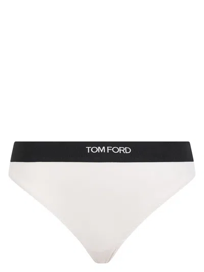 Tom Ford Elastic-waistband Logo Briefs In White
