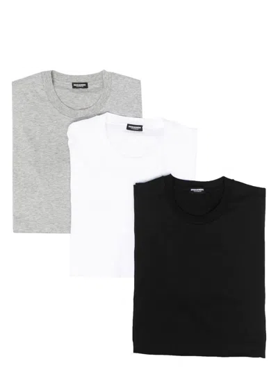 Dsquared2 Cotton Stretch T-shirt Tri-pack In Multicolour
