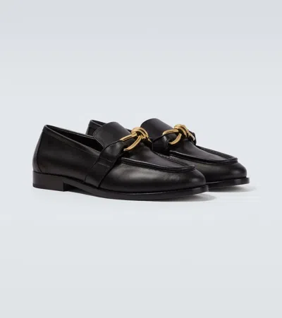 Bottega Veneta Astaire Crinkled Leather Loafers In Black