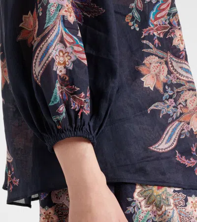 Zimmermann Rhiannon Billowed Ramie Shirt In Blue