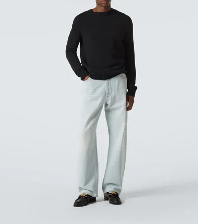 Bottega Veneta Astaire Crinkled Leather Loafers In Black