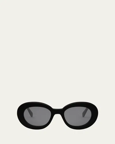 Celine Triomphe Smoke Oval Ladies Sunglasses Cl40292u 01a 54 In Black