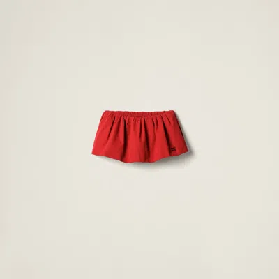 Miu Miu Poplin Mini Flared Skirt With Side Pockets In Scarlet