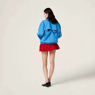Miu Miu Poplin Mini Flared Skirt With Side Pockets In Scarlet