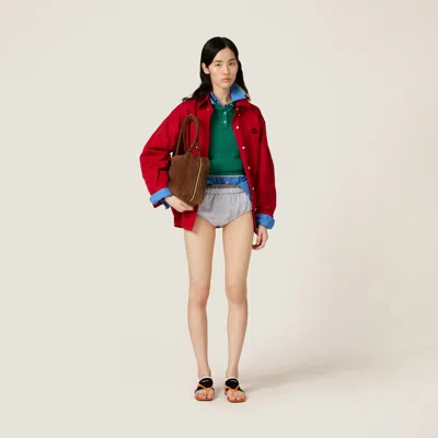 Miu Miu Poplin Briefs In Cloudy Gray