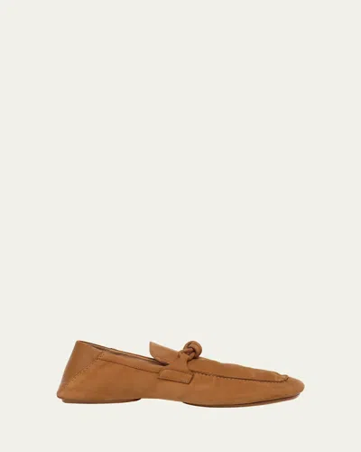 Bottega Veneta Camel Suede Daddy Loafers In Multi