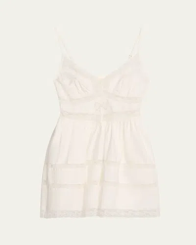 Loveshackfancy Zima Lace Trim Mini Dress In Optic White