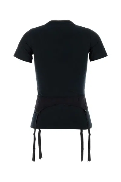 Balenciaga Women Black Crewneck T-shirt With Underwear Detail On The Waist In Cotton Woman In Black