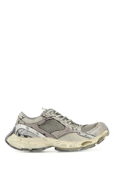 Balenciaga Multicolor Synthetic Leather And Mesh Stapler Sneakers In Gray