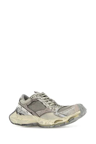 Balenciaga Multicolor Synthetic Leather And Mesh Stapler Sneakers In Gray