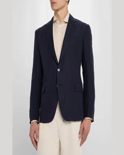 Ralph Lauren Men's Kent Linen & Silk Canvas Jacket In Navy