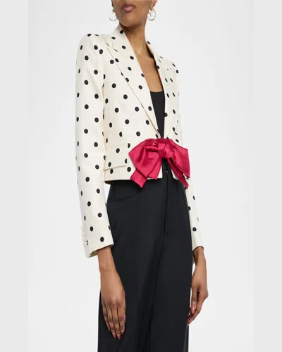 Valentino Garavani Shantung Jacket With Pludepois Prin In Light Hazelnut