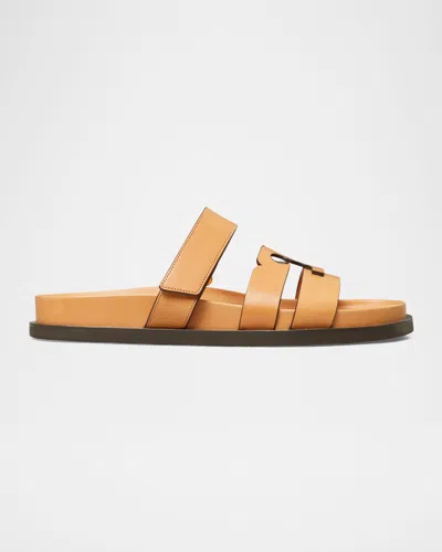Tory Burch Double-strap Closure Slides With Elegant Buckle Detail In Yellow
