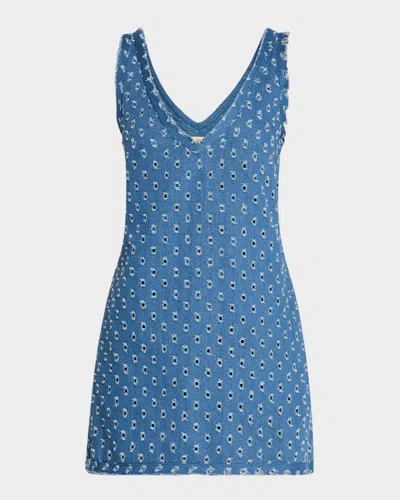 Jbq Emily Distressed Denim Mini Dress In Denim