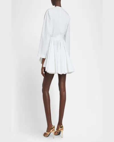 Alaïa Asym Belt Dress In Poplin In Blanc