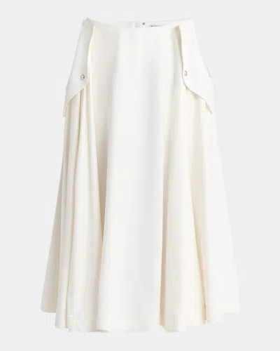 Bottega Veneta Flared High Waist Skirt With Metal Button In Bianco