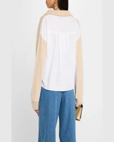 Naadam Cotton-cashmere Mixed Media Sweater In Neutral