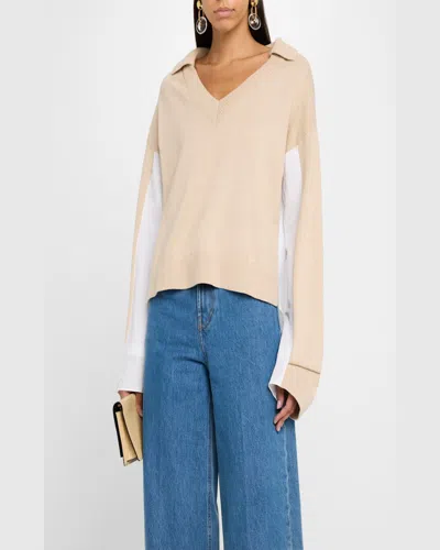 Naadam Cotton-cashmere Mixed Media Sweater In Neutral