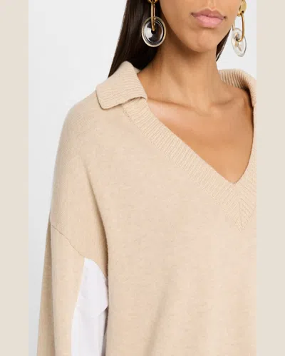 Naadam Cotton-cashmere Mixed Media Sweater In Neutral