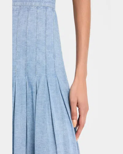 The Great . The Rhythm Pleated Chambray Midi Skirt In Boiler Wash
