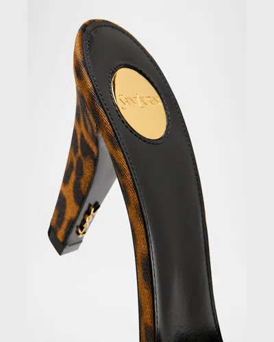 Saint Laurent Mule Jill In Gros-grain Leopard Print In Manto Naturale