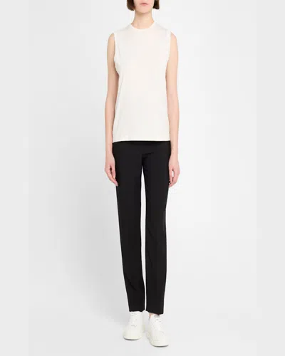 Versace Leather Sneakers With La Greca Motif In 1w010 White