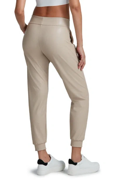 Commando Faux Leather Jogger Pants In Sand