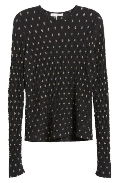 Frame Metallic Textured Mesh Top In Black Multi