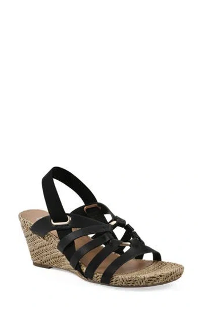 Cliffs By White Mountain Ataps Wedge Slingback Sandal In Black Smooth