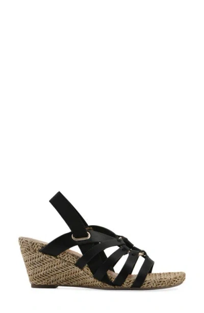 Cliffs By White Mountain Ataps Wedge Slingback Sandal In Black Smooth