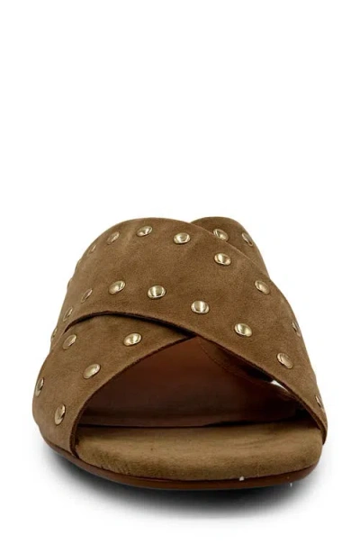 Chelsea Crew Olympia Studded Slide Sandal In Taupe Suede | ModeSens