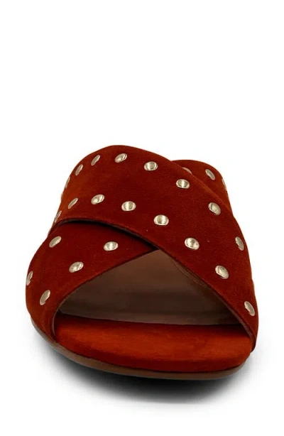 Chelsea Crew Olympia Studded Slide Sandal In Orange Suede | ModeSens