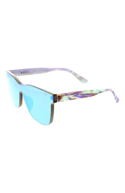 Roxy 146mm Rimless Shield Sunglasses In Ice Blue Mirror