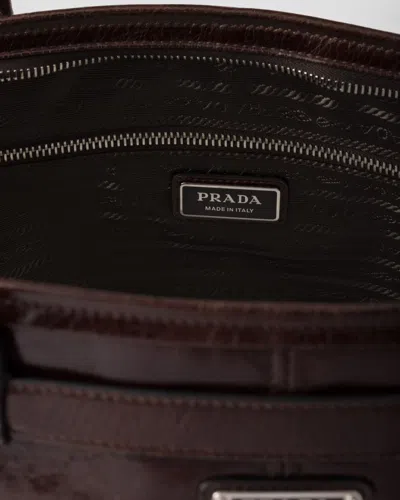 Prada Chocolate Leather Large Shopping Bag In Dark Brown
