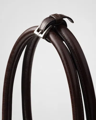 Prada Chocolate Leather Large Shopping Bag In Dark Brown