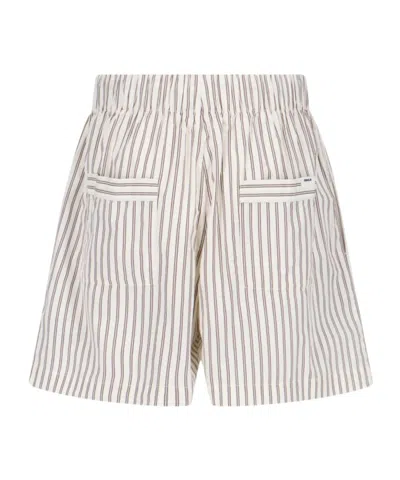 Tekla Pyjama Shorts In Off-white/brown