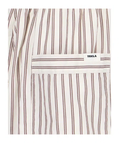 Tekla Pyjama Shorts In Off-white/brown