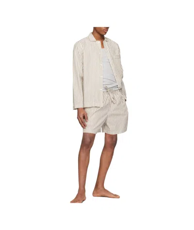 Tekla Pyjama Shorts In Off-white/brown